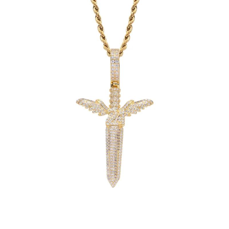 Angel Hip Hop Sword Pendant Men Necklace