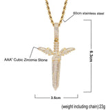 Angel Hip Hop Sword Pendant Men Necklace