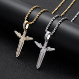 Angel Hip Hop Sword Pendant Men Necklace