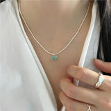 925 Sterling Silver Olive Bead Clavicle Necklace Pendant