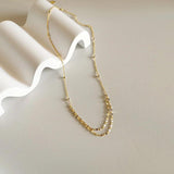 925 Silver Double Clavicular Chain Beads Necklaces