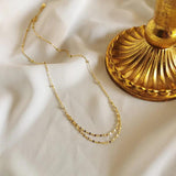 925 Silver Double Clavicular Chain Beads Necklaces
