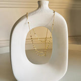 925 Silver Double Clavicular Chain Beads Necklaces