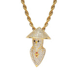 Rhinestone Necklace Ice Out Hat Pendant Silver Hip Hop Charm Jewelry