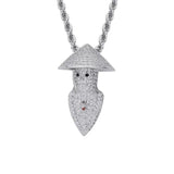 Rhinestone Necklace Ice Out Hat Pendant Silver Hip Hop Charm Jewelry