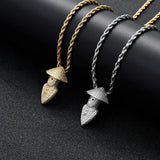 Rhinestone Necklace Ice Out Hat Pendant Silver Hip Hop Charm Jewelry