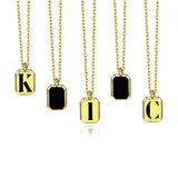 925 Silver Light Agate Letter Necklace Pendant Alphabet Collar Jewelry