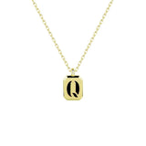 925 Silver Light Agate Letter Necklace Pendant Alphabet Collar Jewelry