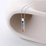 Rainbow Zircon Charm Block Pendant 925 Silver Necklace