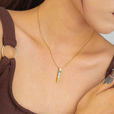 Rainbow Zircon Charm Block Pendant 925 Silver Necklace