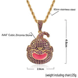 Ice Out CZ Cartoon Face Pendant Charm Chain Hip Hop Jewelry