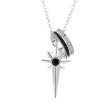 S925 Sterling Silver Cross Necklace Men's Hip-hop Star Pendant Necklace