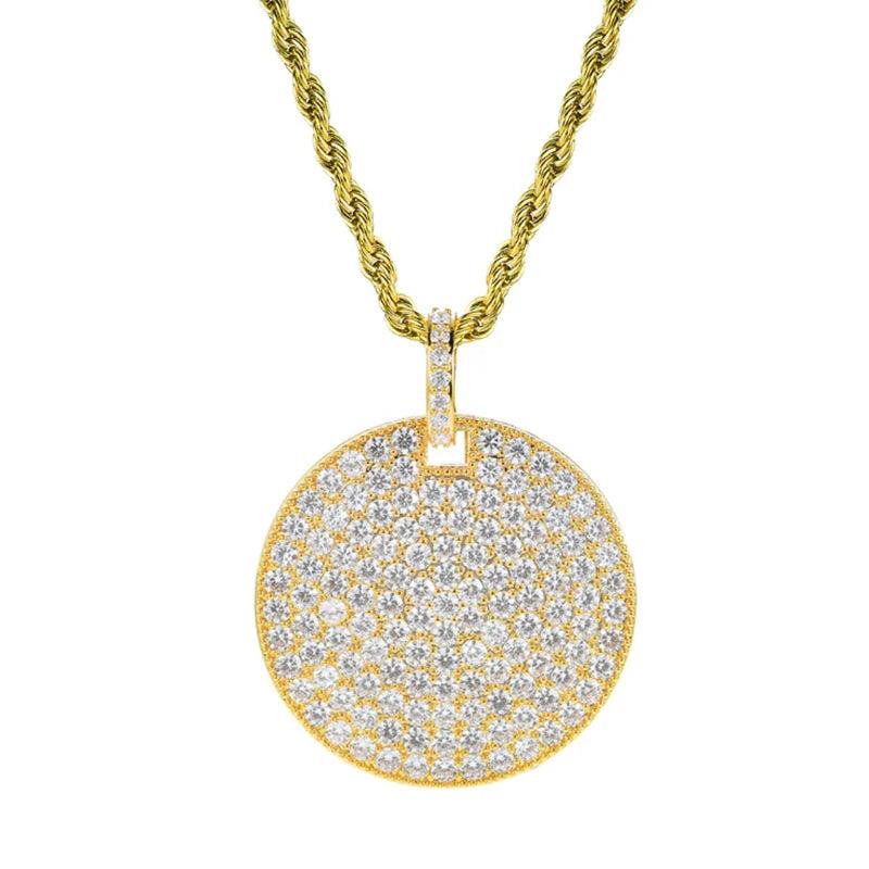 Men's Rhinestone Necklace Card Pendant Chain Jewelry