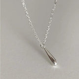925 Silver Water Droplet Necklace Pendant Charm Small Chain
