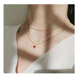 925 Sterling Silver Double Chain 18k Necklace