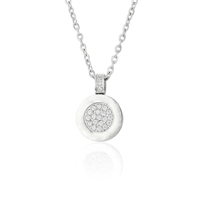 Silver Ceramic Zircon Necklace Men Women Jewelry Birthday Gift