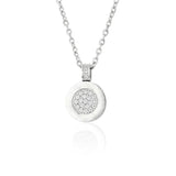 Silver Ceramic Zircon Necklace Men Women Jewelry Birthday Gift