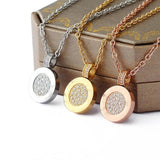 Silver Ceramic Zircon Necklace Men Women Jewelry Birthday Gift