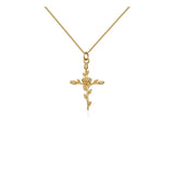 925 Sterling Silver Cross Rose Pendant Necklace