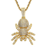 Cubic Zircon Spider Pendant Necklace Silver Hip Hop Charm Jewelry