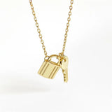 Women's Lock & Key Necklace Set 925 Sterling Silver 18k Pendant Jewelry