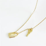 Women's Lock & Key Necklace Set 925 Sterling Silver 18k Pendant Jewelry