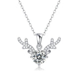 CT D Moissanite Diamond Gemstone 925 Silver Antlers Necklace Pendant