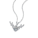 CT D Moissanite Diamond Gemstone 925 Silver Antlers Necklace Pendant