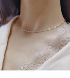925 Silver Paper Clip Chain Necklace Choker Jewelry
