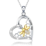 925 Silver Heart 18K Plated Bee Necklace CZ Beehive Pendant Chain for Women