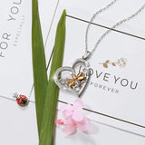 925 Silver Heart 18K Plated Bee Necklace CZ Beehive Pendant Chain for Women