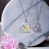 925 Silver Heart 18K Plated Bee Necklace CZ Beehive Pendant Chain for Women