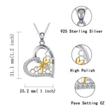 925 Silver Heart 18K Plated Bee Necklace CZ Beehive Pendant Chain for Women