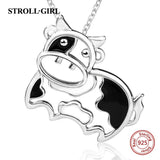 Sterling Silver Dairy Cow Pendant Necklace Animal Chain Jewelry Gift