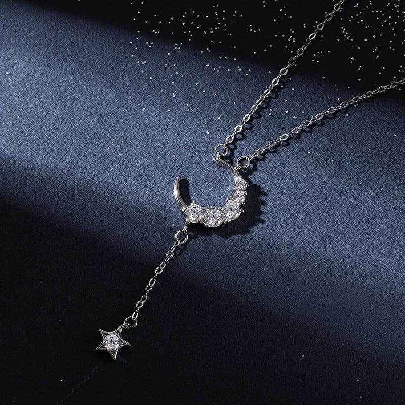 925 Silver Necklace Moon Pendant Star Pendant Necklace Women