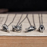 Gothic Punk Skull Head 925 Silver Necklace Rock Jewelry