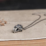 Gothic Punk Skull Head 925 Silver Necklace Rock Jewelry