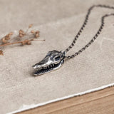 Gothic Punk Skull Head 925 Silver Necklace Rock Jewelry