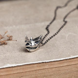 Gothic Punk Skull Head 925 Silver Necklace Rock Jewelry