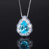 Vintage Aquamarine Water Drop Pendant Necklace for Women