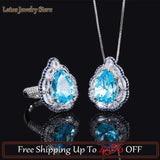 Vintage Aquamarine Water Drop Pendant Necklace for Women