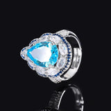 Vintage Aquamarine Water Drop Pendant Necklace for Women