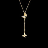 Hiyong Silver Butterfly Pendant Necklace Women Golden Statement Necklace Jewelry