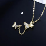 Hiyong Silver Butterfly Pendant Necklace Women Golden Statement Necklace Jewelry