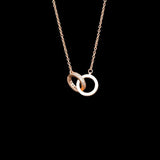 Hiyong Silver Double Circle Necklace Interlock Clavicle Short Necklace