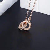 Hiyong Silver Double Circle Necklace Interlock Clavicle Short Necklace