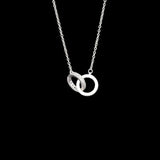 Hiyong Silver Double Circle Necklace Interlock Clavicle Short Necklace