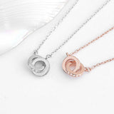 Hiyong Silver Double Circle Necklace Interlock Clavicle Short Necklace