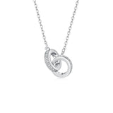 Hiyong Silver Double Circle Necklace Interlock Clavicle Short Necklace