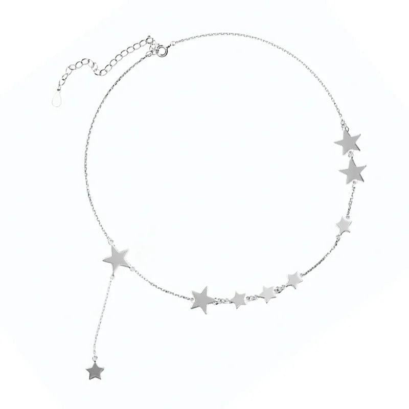 925 Silver Star Choker Chain Necklace for Women